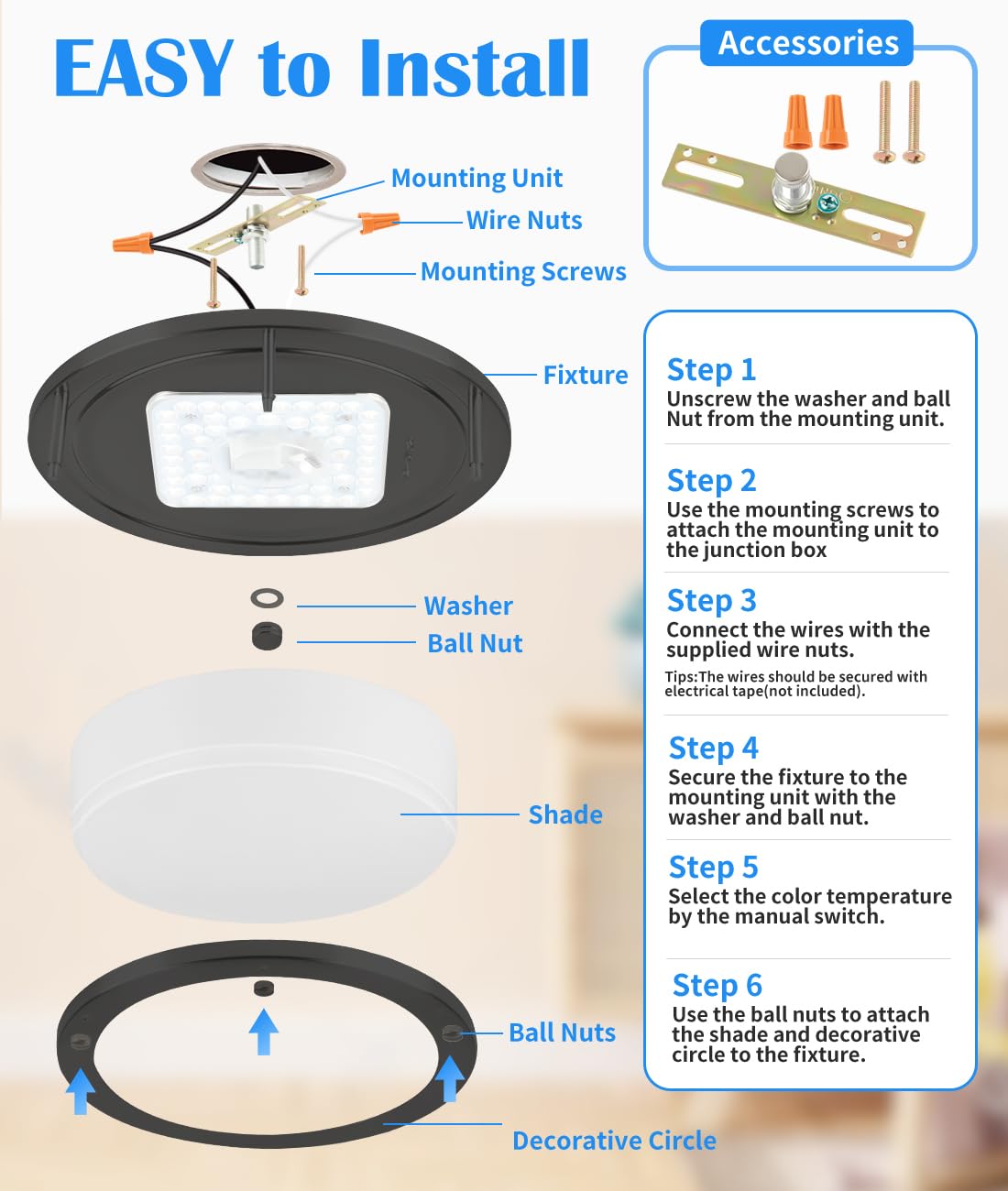 Black Ceiling Light Fixture, 10 Inch Flush Mount Light Fixture, 17W Ceiling Lighting For Closet Bedroom Kitchen Bathroom, 2700K/