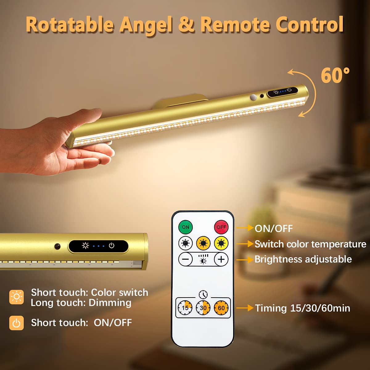 bravzurg Rechargeable LED Light Bar with Remote, Dimmable, Wireless, A ...