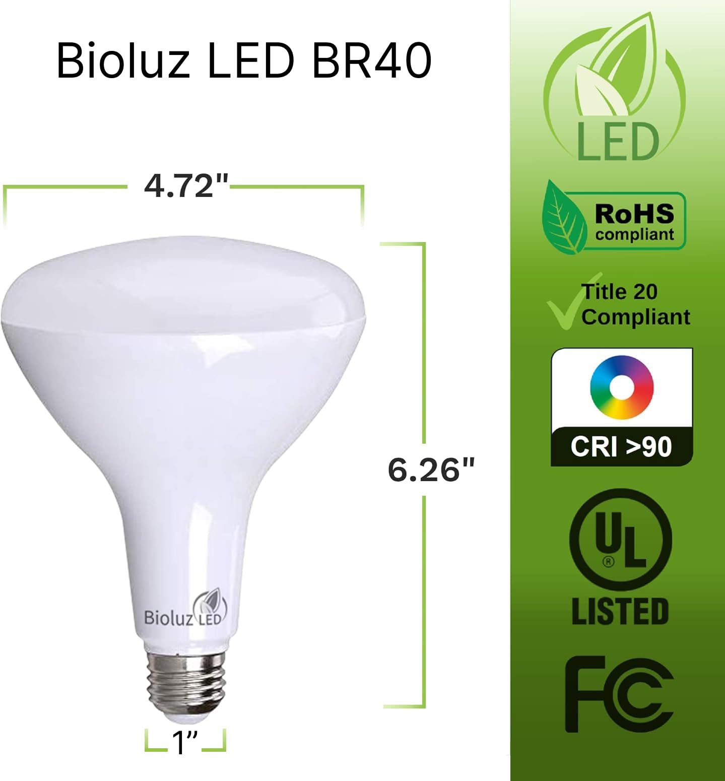 Bioluz 8 Pack Brightest Br40 Led Light Bulb - 90 Cri Instant On 4000K Cool White Light Bulbs 16W 1400 Lumen Led Bulbs Indoor & O