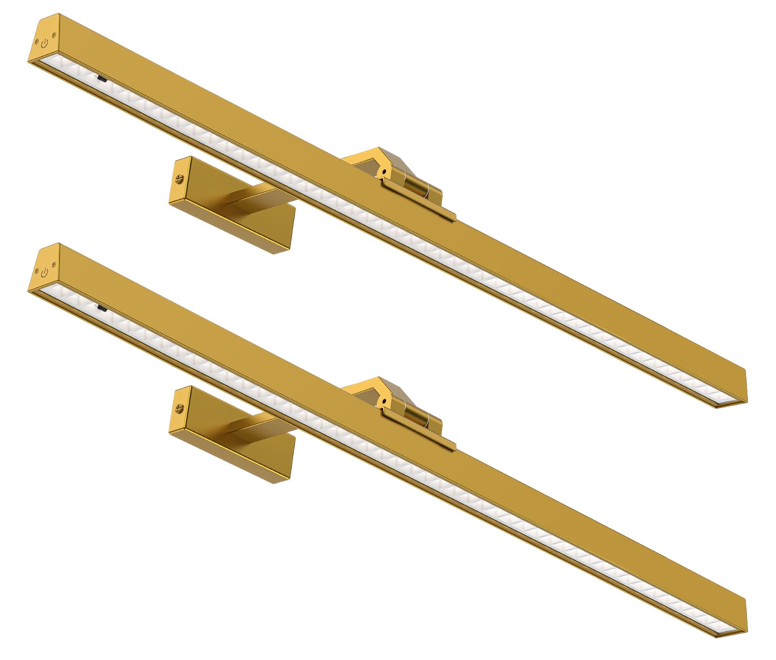 Afyuol Picture Lights, 2PCS 24in Battery Operated Wall Lamp, Dimmable with Remote, Metal, Gold Color, Model HB-1