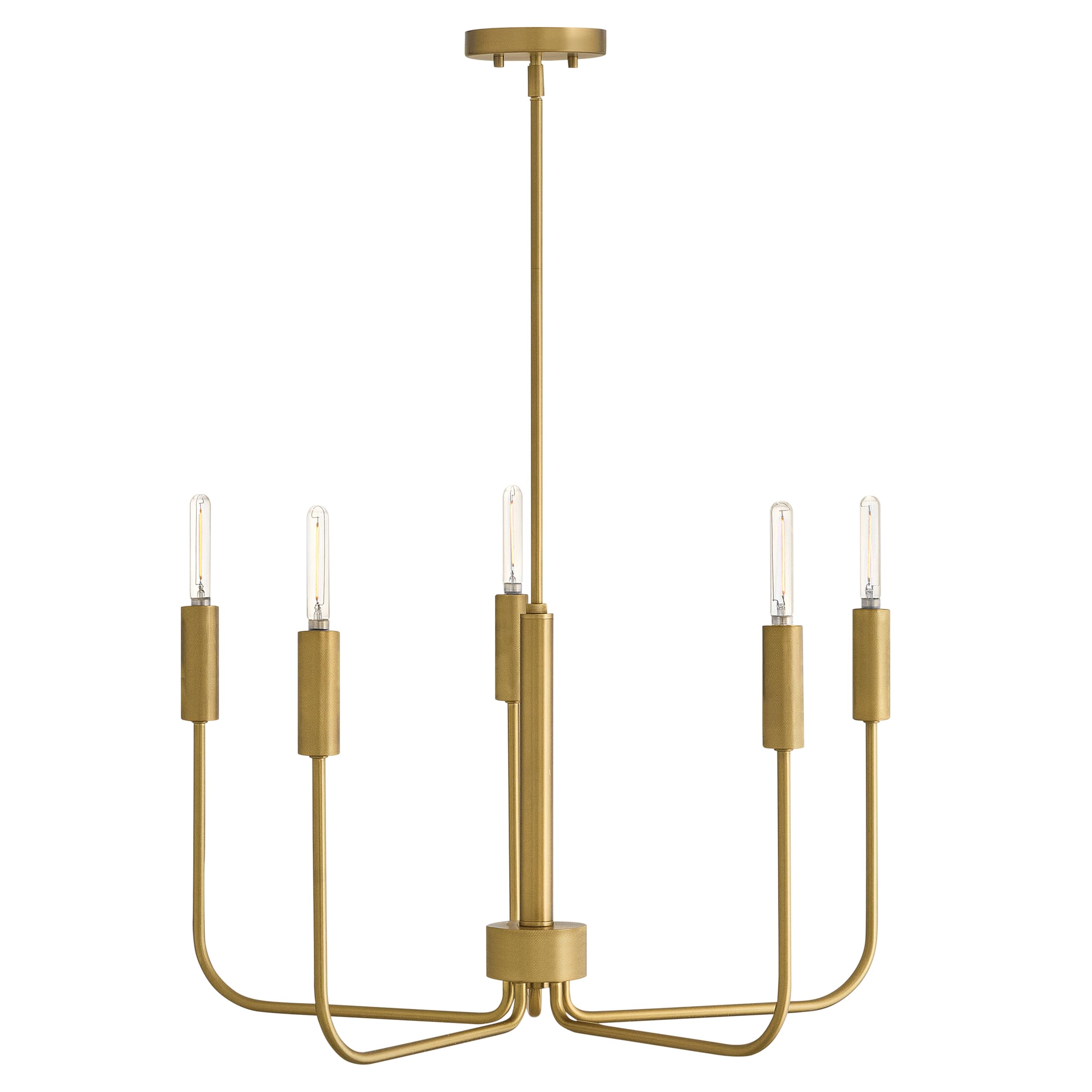 Lark Austen Medium Single Tier Chandelier, Transitional, 1-6 and 2-12 Downrods, Lacquered Brass Finish