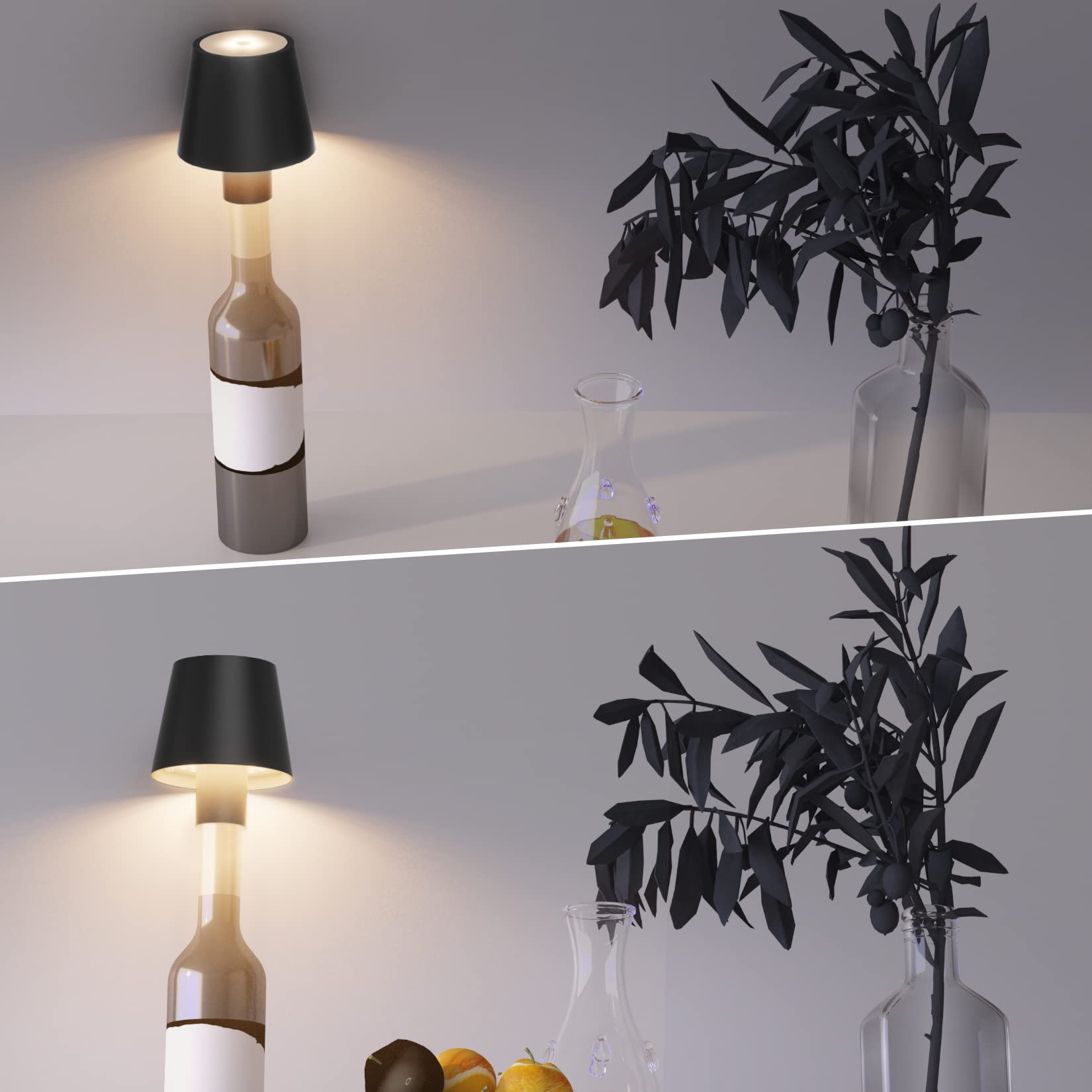 Coinmit Led Bottle Lamp 2 Pack - 5500Mah Portable Cordless Light, Ip54 Waterproof, Black, Model Ht013