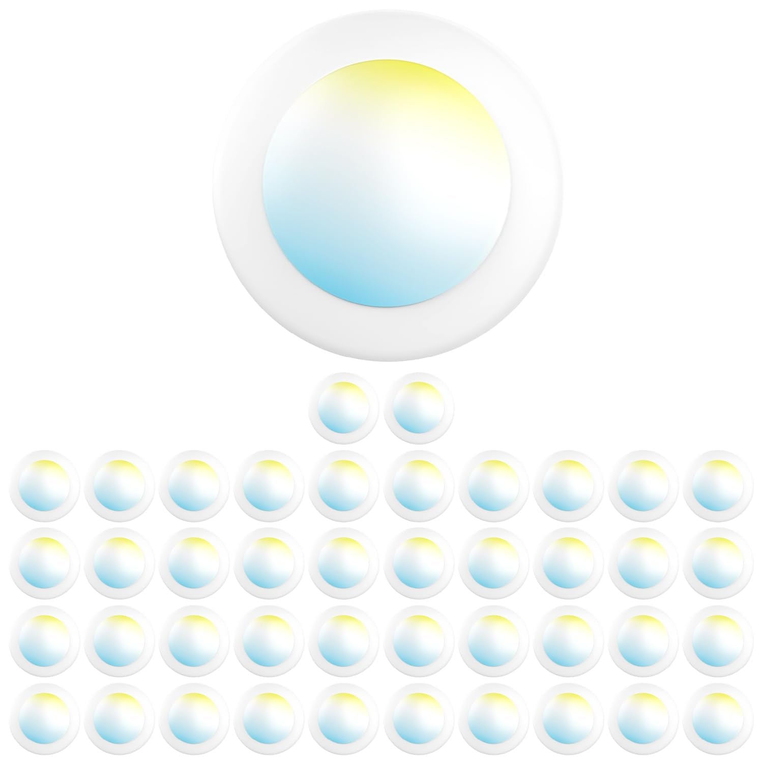 Sunco 42 Pack 4 Inch LED Disk Lights, Flush Mount Disc Recessed Ceiling Can Lighting, 650 LM, Selectable CCT 2700K/3000K/4000K/5