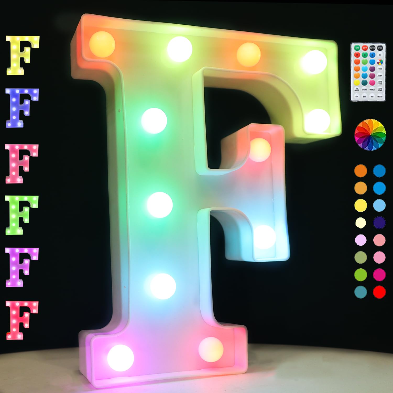 OYCBUZO LED Marquee Letter Lights, 18 Color Changing, Remote Timer, Plastic, Night Light for Bedroom, Wedding, Party Decor