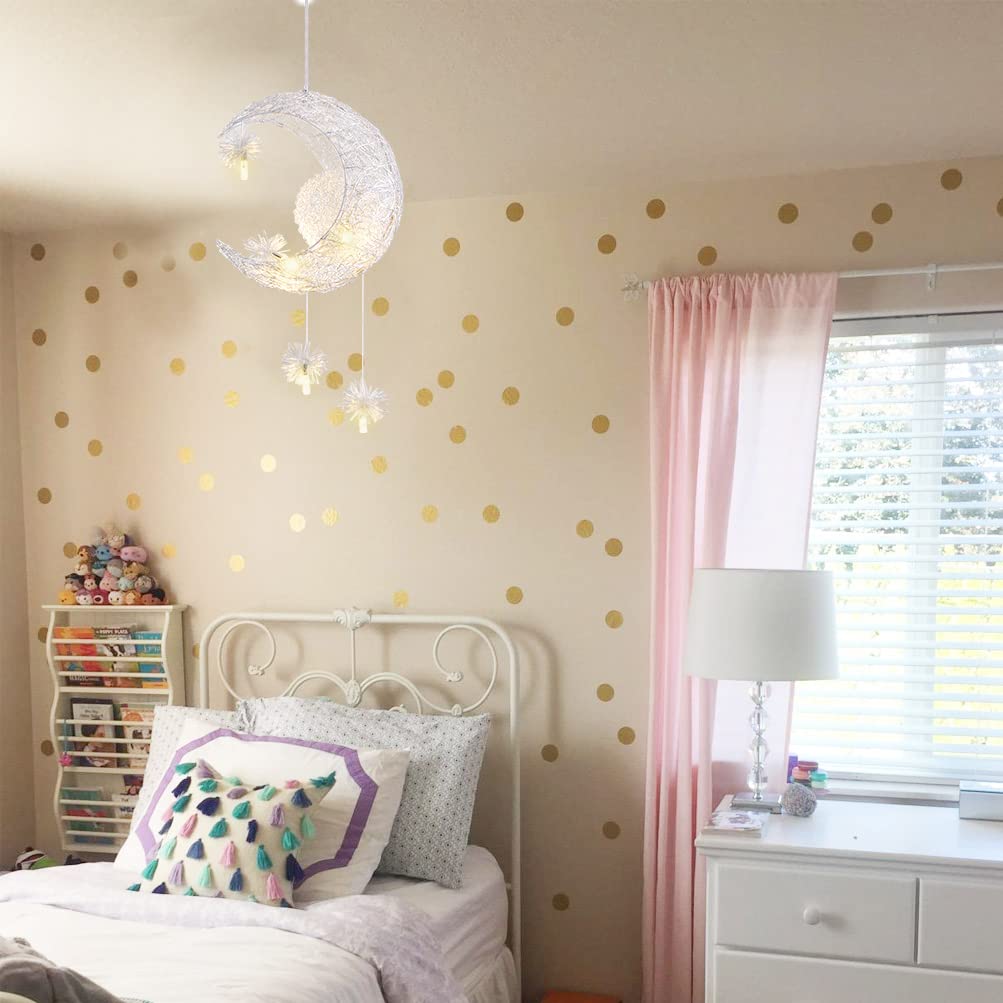 Tislyco Kids Ceiling Light, Moon Chandelier, Girls Chandelier For Bedroom, Nursery Light Fixture