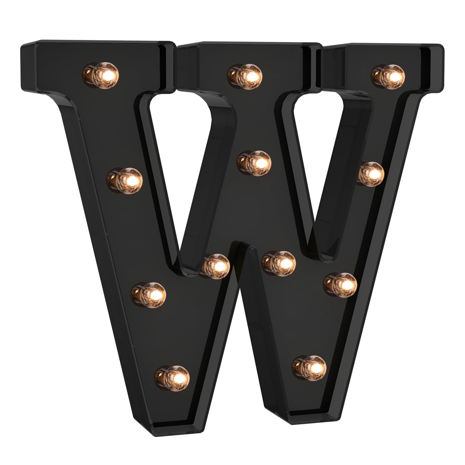 Foaky LED Letter Lights - Battery Operated Room Decor, Black Plastic, Model Black-25, Size W