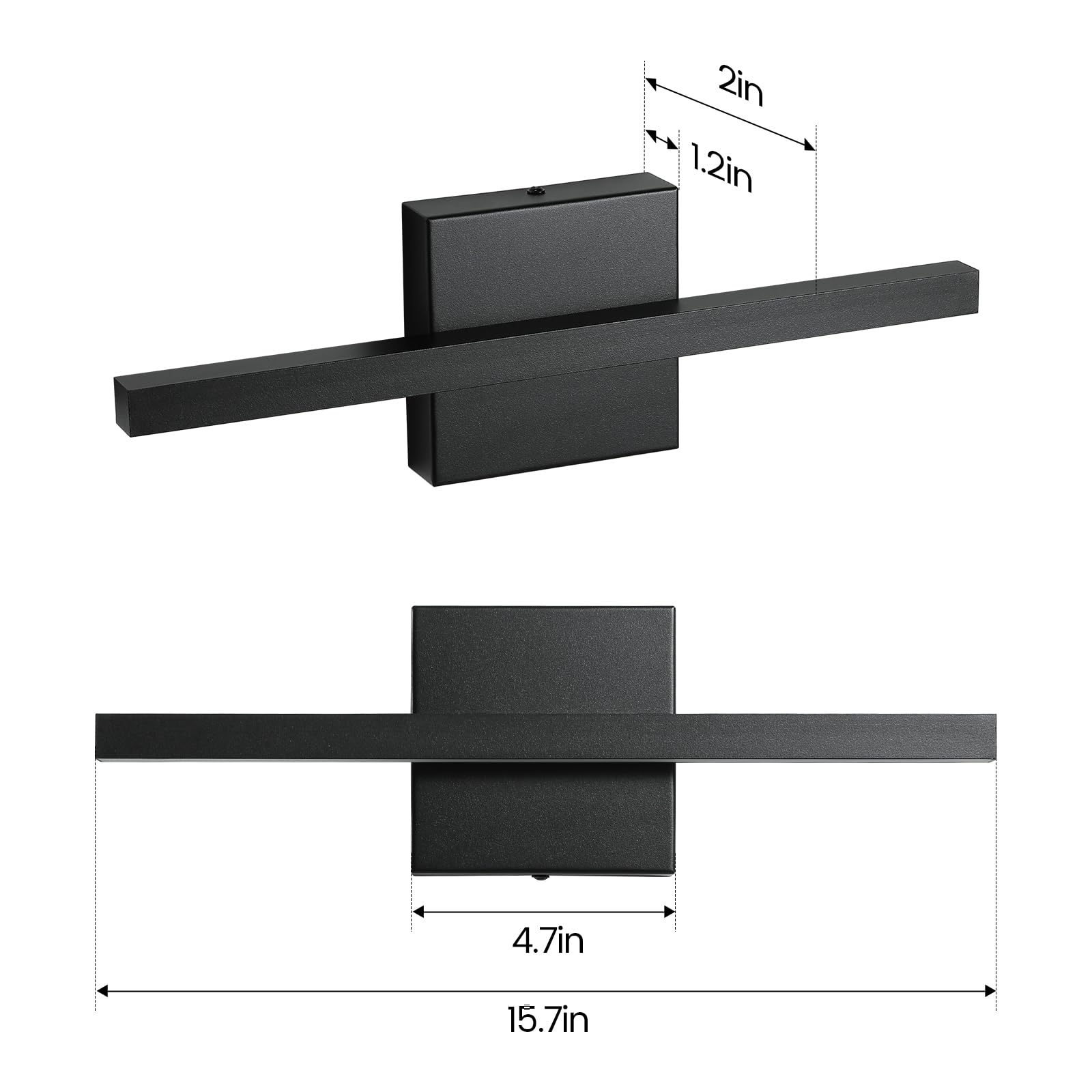 Epinl Black Bathroom Vanity Light - 15.7 Led Dimmable Wall Sconce, Aluminum Fixture For Bathroom & Bedroom, Model 8081Wl-16Bk-Us