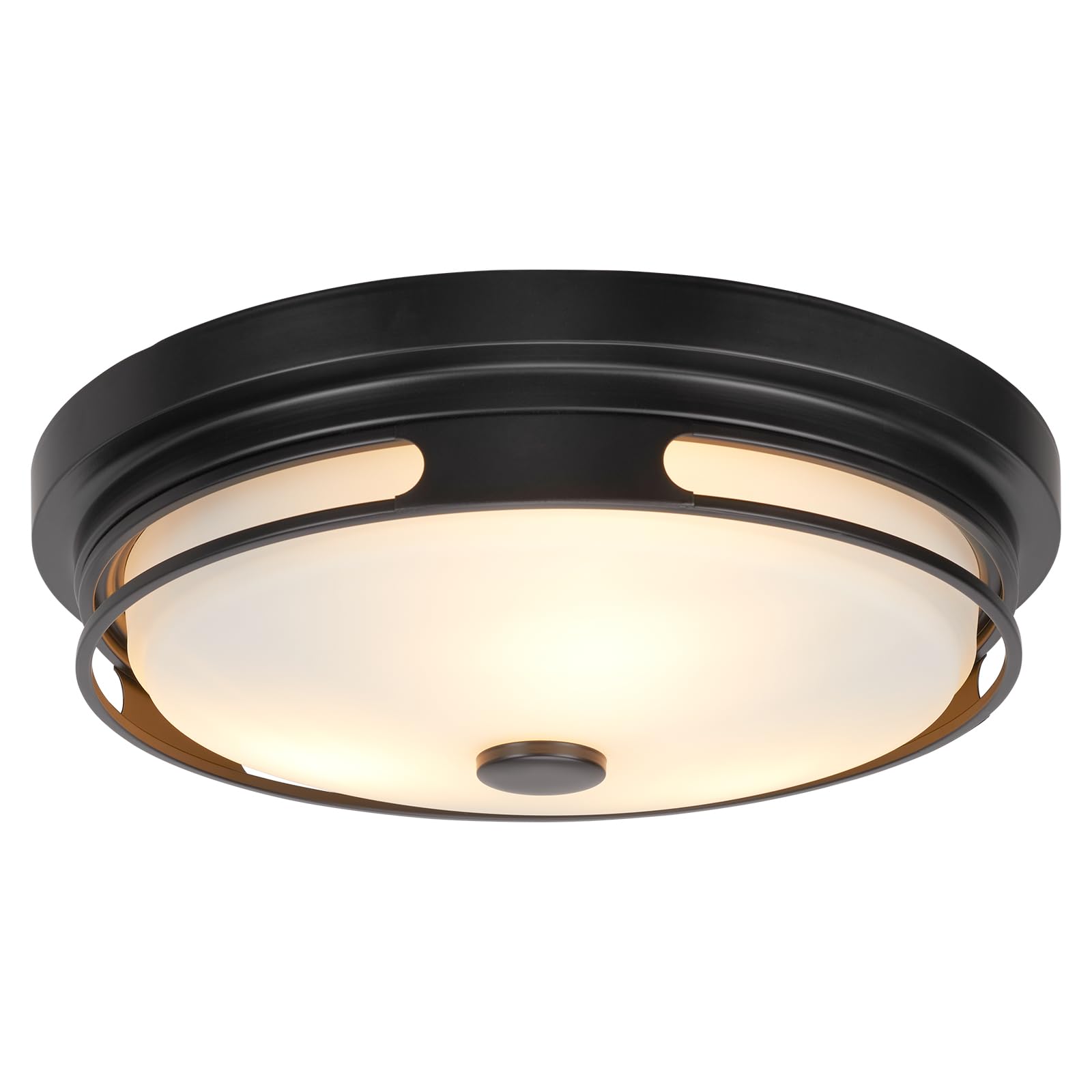 Rosient Flush Mount Ceiling Light Fixture - Modern Farmhouse, Seeded Glass, ROS90, Black