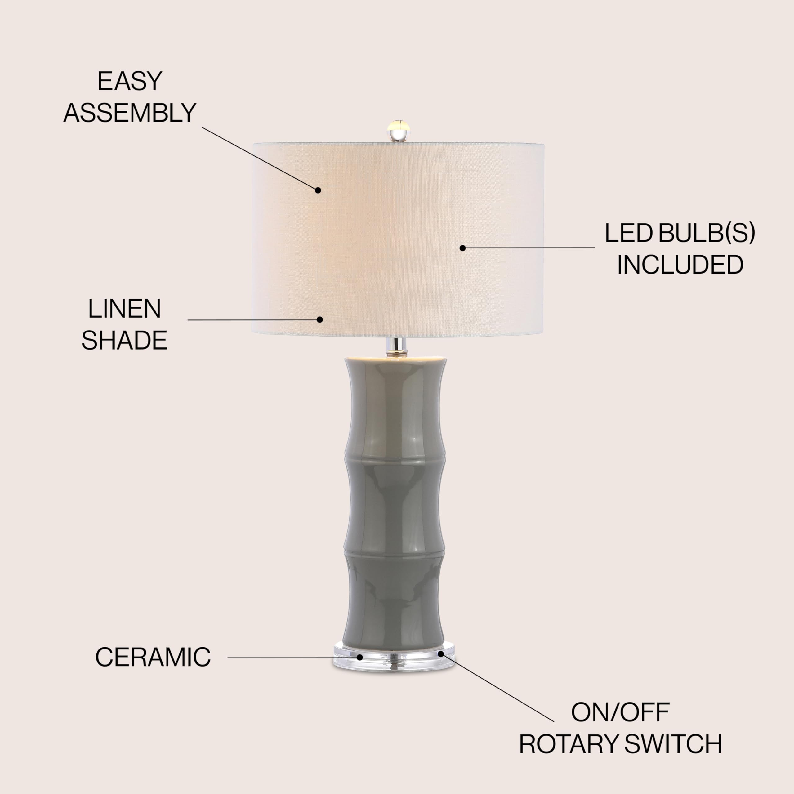 Jonathan Y Jyl3015B Tiki 26.5'' Ceramic Led Table Lamp Contemporary Traditional Bedside Desk Nightstand Lamp For Bedroom Living