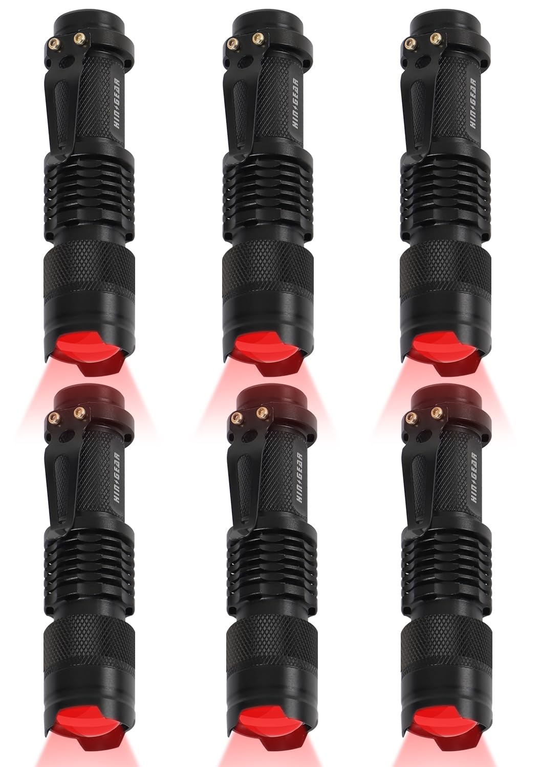 HinsGEAR 6 Pack Red Flashlight LED Single Mode Light 1 Mode LED Torch Scalable Red Light Flashlight for Astronomy Aviation Night