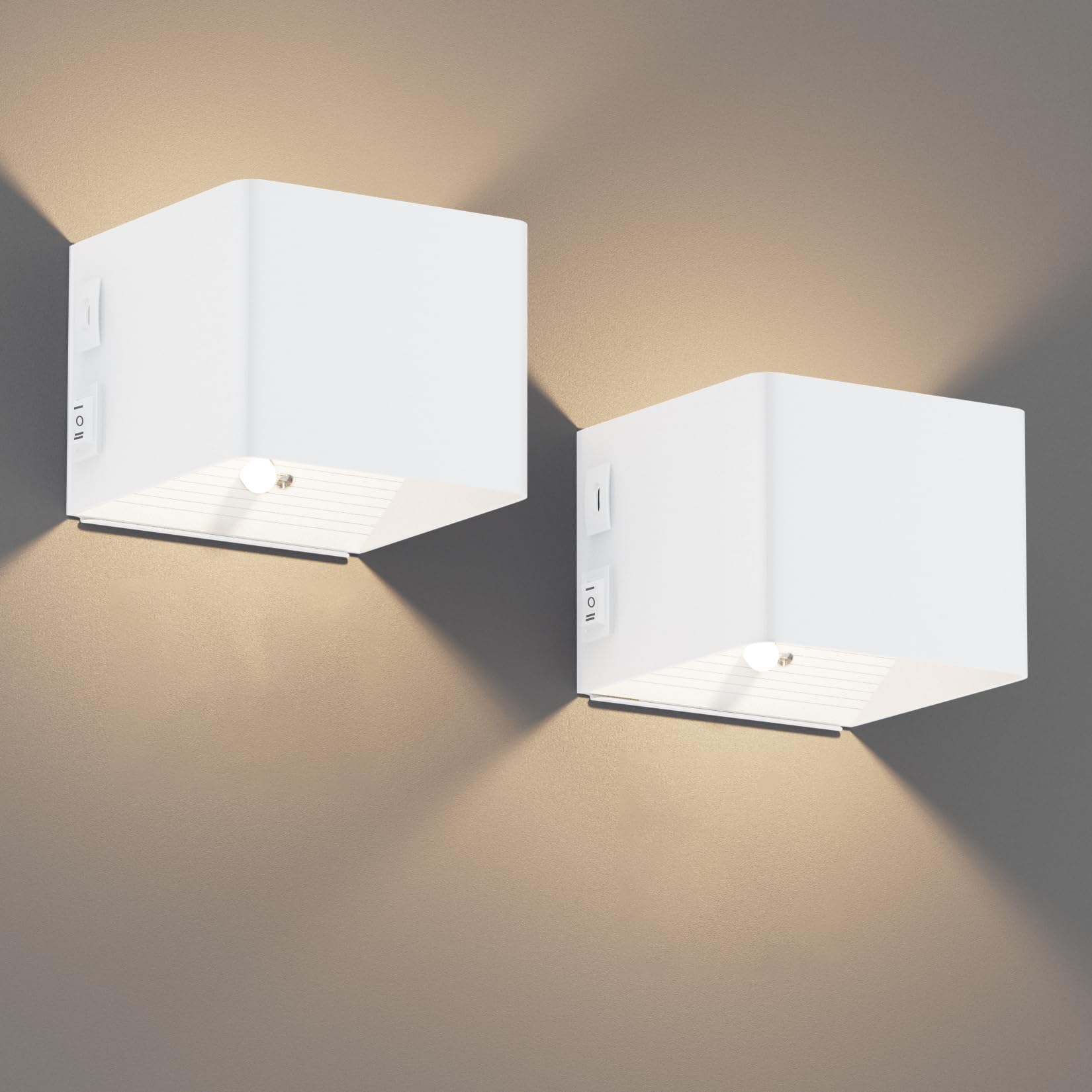 Coinmit LED Wall Sconces 5500mAh Motion Sensor 3000K Metal 2 Pack White Model HW632B
