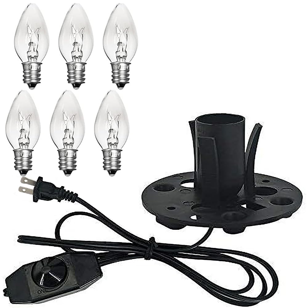 Scomx Himalayan Salt Lamp Cord With Dimmer, E12 Base, 5Ft, 6 Free 8W Bulbs,