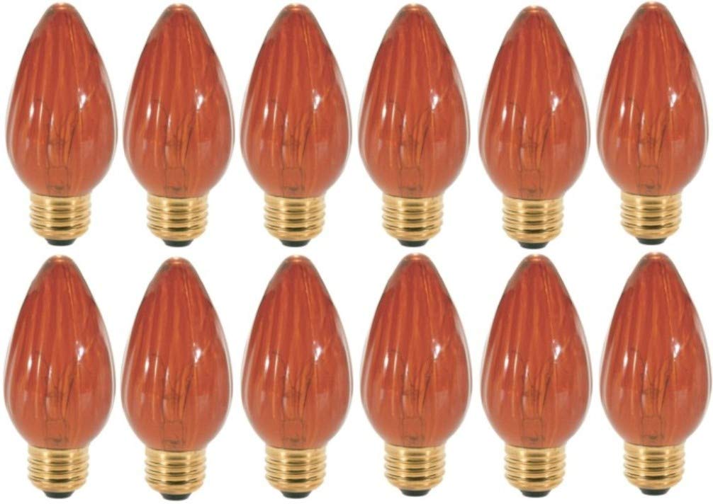 Satco Decorative Incandescent Light Bulb 40W Amber Finish F15 Model S3370, Pack of 12, E26 Base