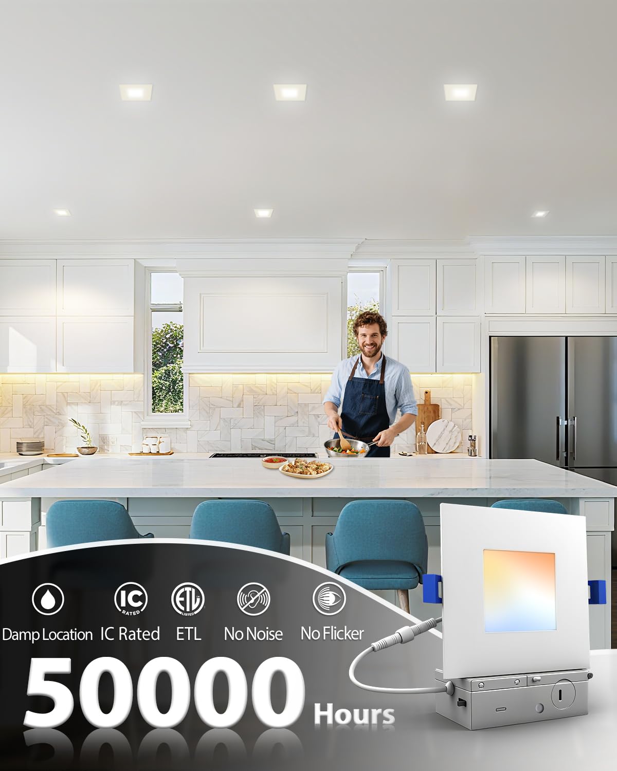 Adetu 12 Pack 4 Inch Square Led Recessed Lighting  5Cct Ultra Thin Square Led Ceiling Light With Junction Box  10W 860Lm  Cri90  2700K-5000K Selectable  Dimmable Canless Downlight  Etl And Energy Star