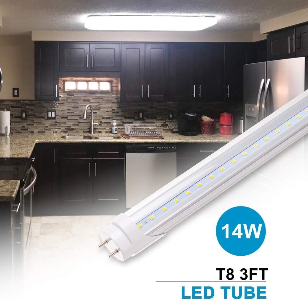 Romwish T8 LED Tube Light 14W 5000K Daylight 3FT Clear 12 Pack Model RM-T83FT-G13-A1-TC-18DW
