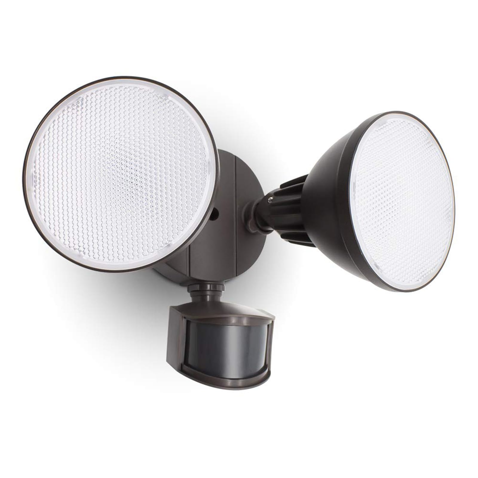 LUTEC LED Motion Activated Dual-Head Flood Light, 3200 Lumen, Outdoor Security Light, Bronze, Integrated, 1 Pack