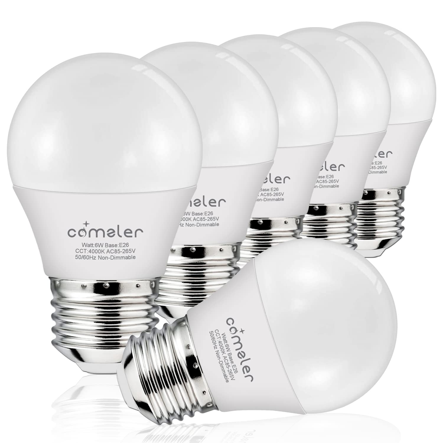 Comzler Led Refrigerator Light Bulb, E26 Led Bulbs 60 Watt Equivalent, A15 Appliance Small Bulbs E26 Base With 4000K Natural Whi