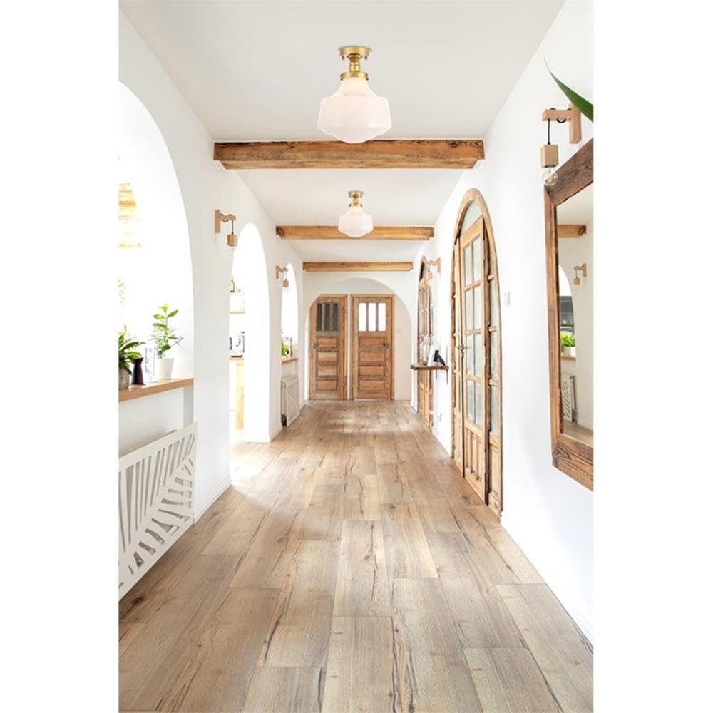 Living District Lyle 1-Light Metal & Fabric Flush Mount in Brass/Frosted White