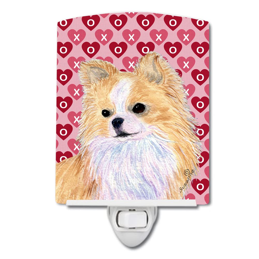 Carolines Treasures Night Light, Chihuahua Hearts, Ceramic, UL-Certified, 6x4x3in, Multicolor, Model SS4473CNL