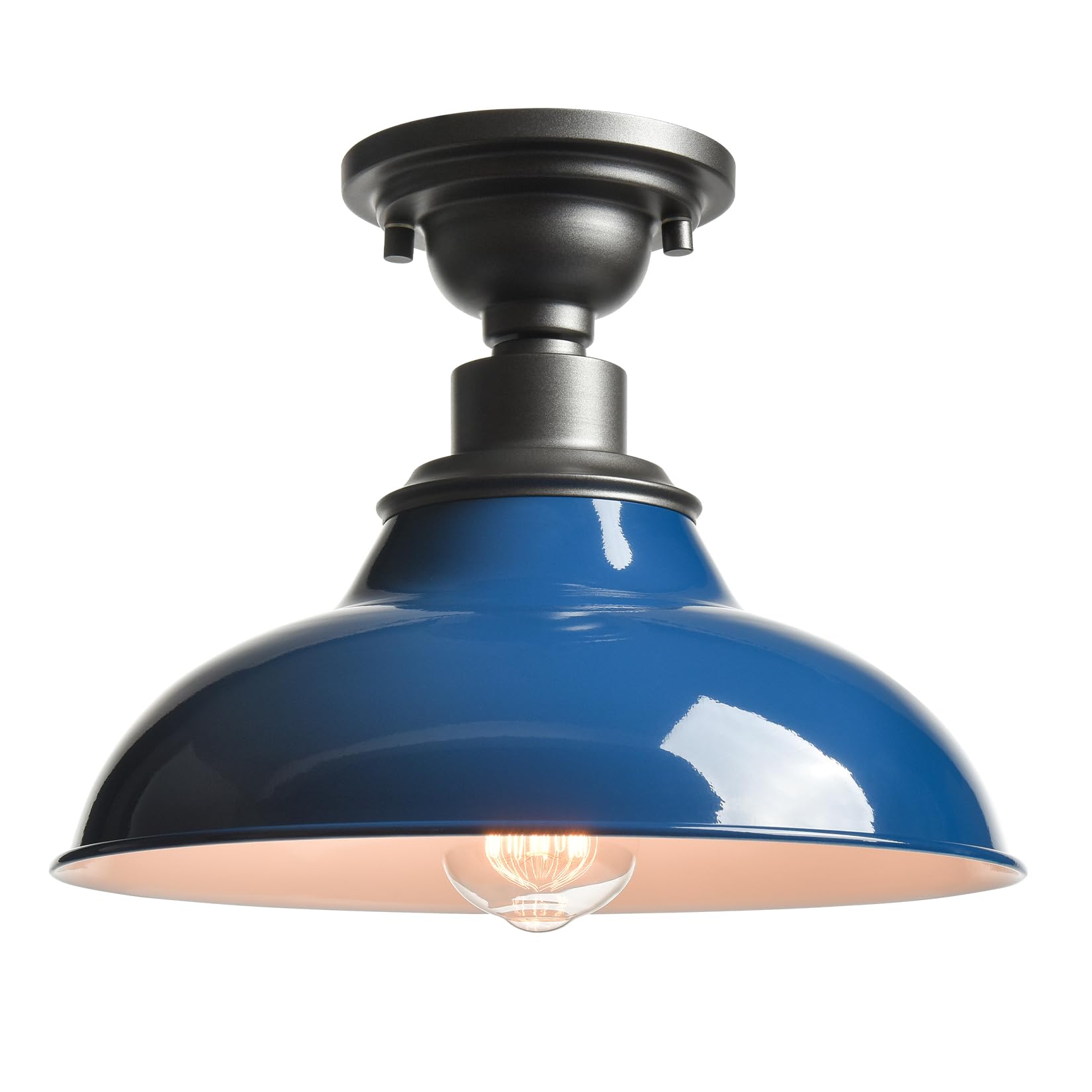 SAMTEEN 12-Inch Semi Flush Mount Ceiling Light Barn Style Light Fixture Dark Blue Farmhouse Ceiling Light Fixtures for Hallway B