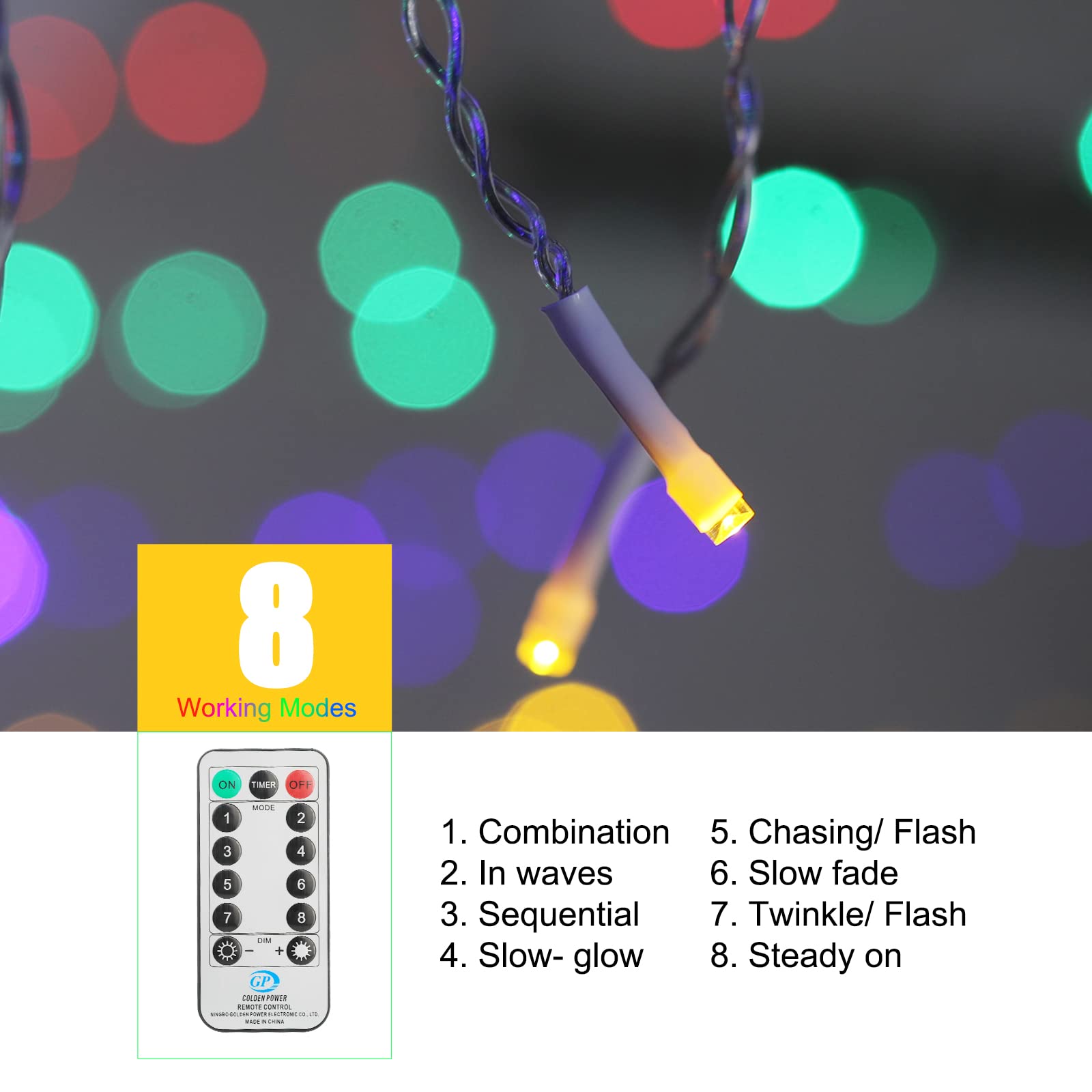 Brightown Icicle Lights Outdoor - 432 LED, 40 FT, Multicolor, Waterproof with Remote & Timer, Model DMO-I-50~1200