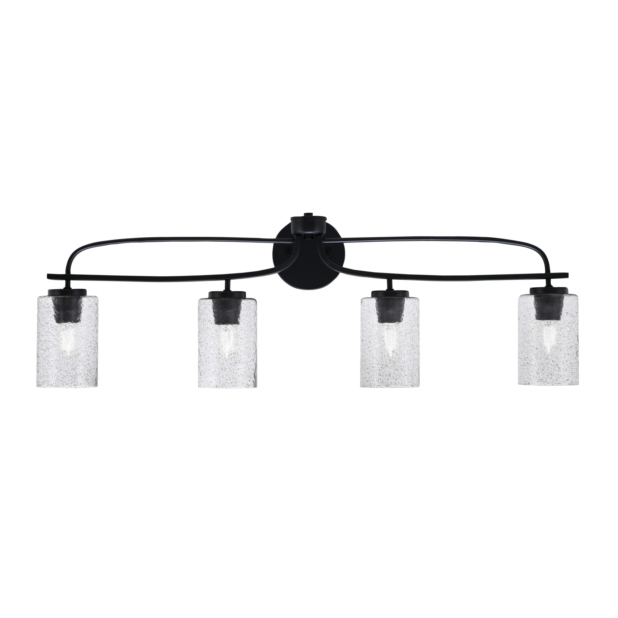 Cavella 4 Light Bath Bar Shown In Matte Black Finish With 4" Smoke Bubble Glass