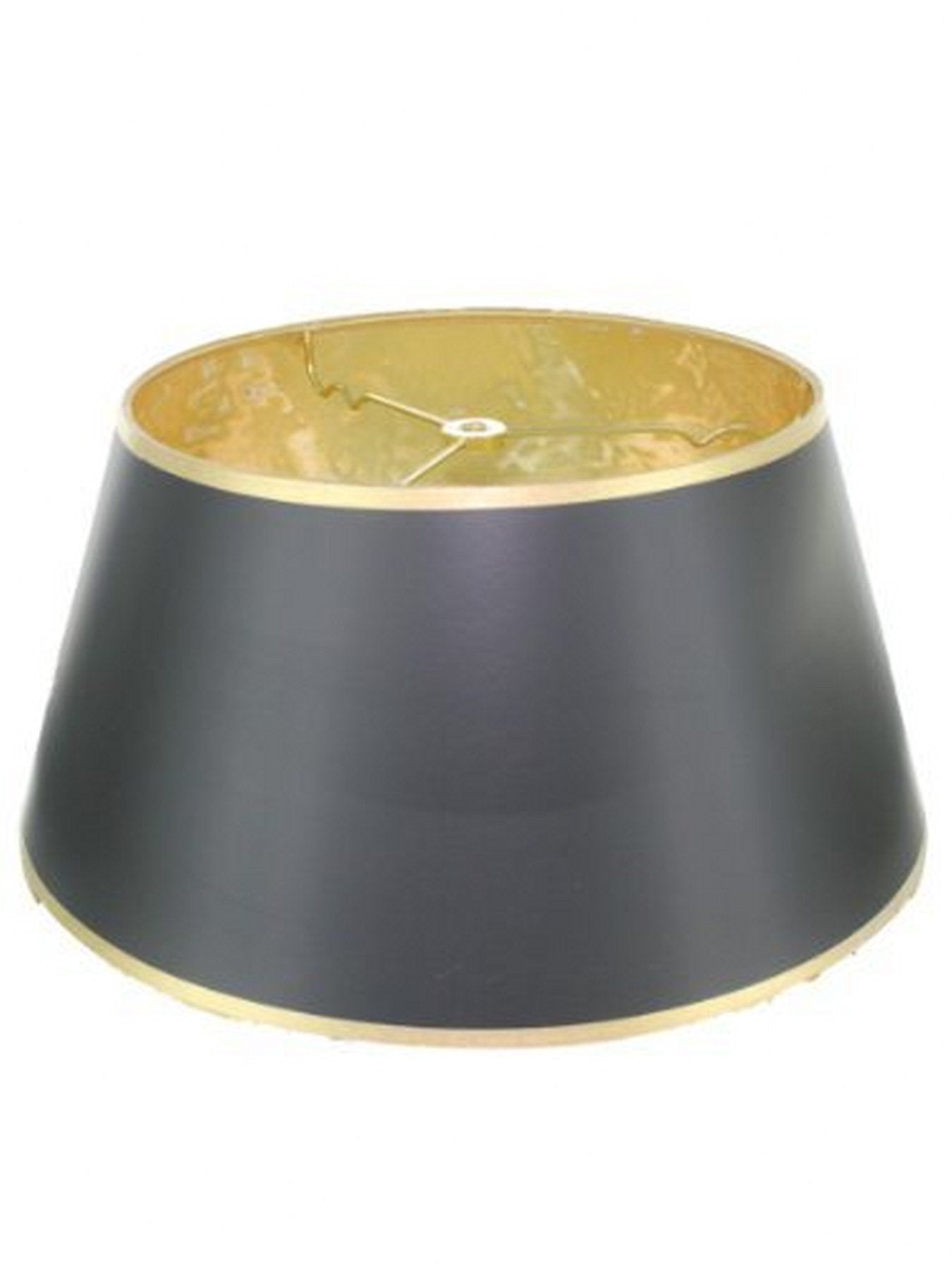 Upgradelights® Bouillotte Lamp Shade, 16 Inch, Black with Gold Interior, Glossy Parchment
