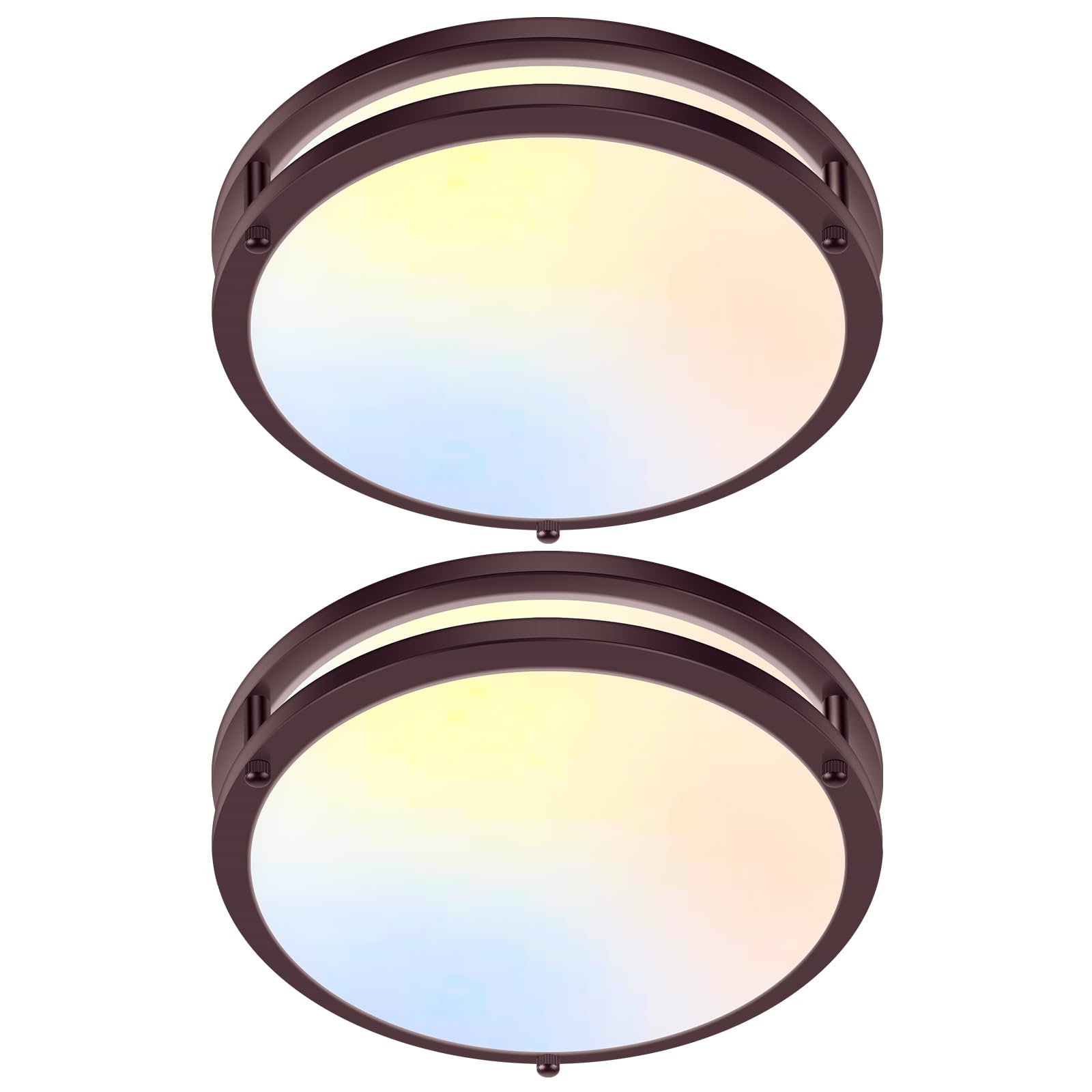 2-Pack 36W Dimmable LED Ceiling Lights  12inch Oil Rubber Bronze Flush Mount Light Fixtures 3600LM 2700K/3000K/4000K/5000K/6500K Adjustable Ceiling Lights  Modern Lighting for Kitchen Hallway Bathroom