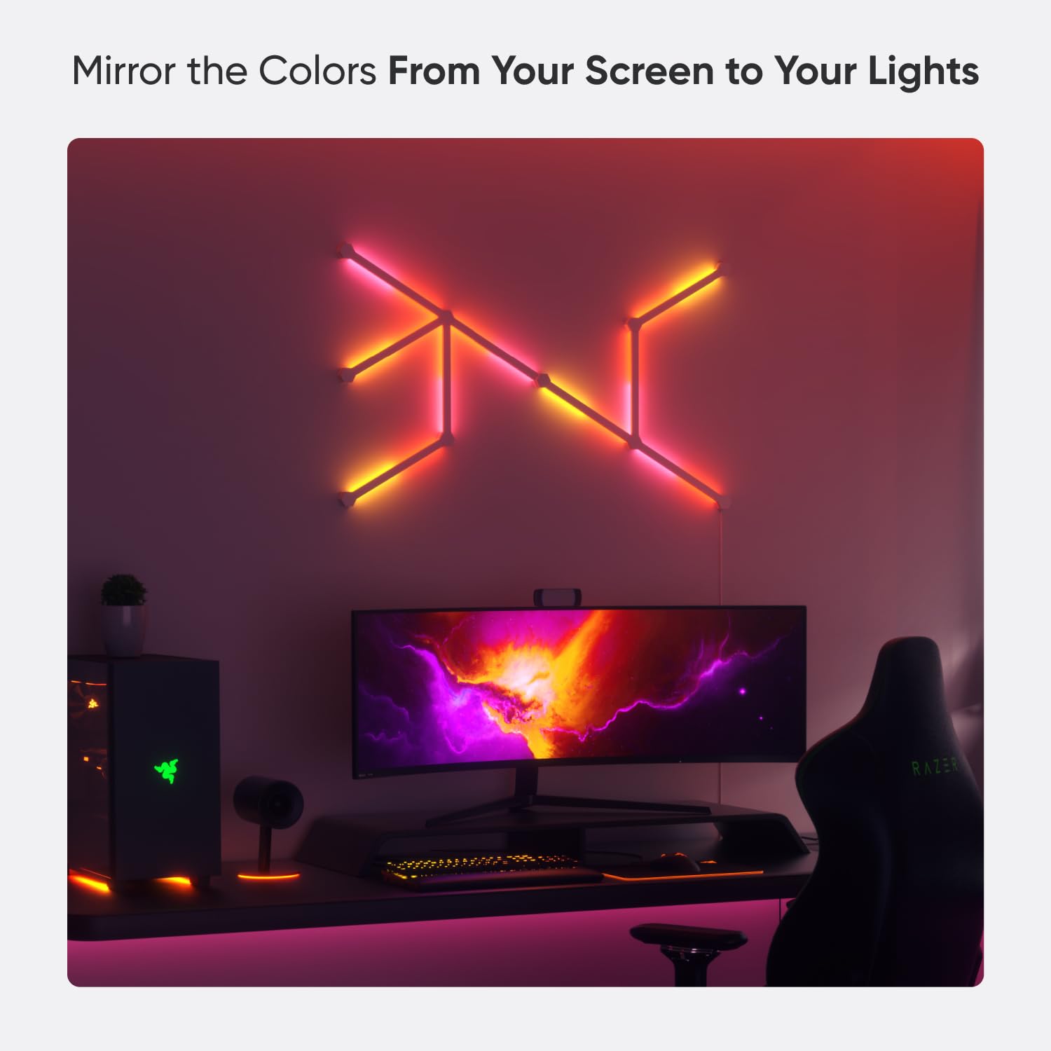 Nanoleaf Lines Smart Led Wall Lights, Music & Screen Sync Rgbw Light Bar With 16M+ Color, Wifi Wall Lights Work With Alexa & Goo