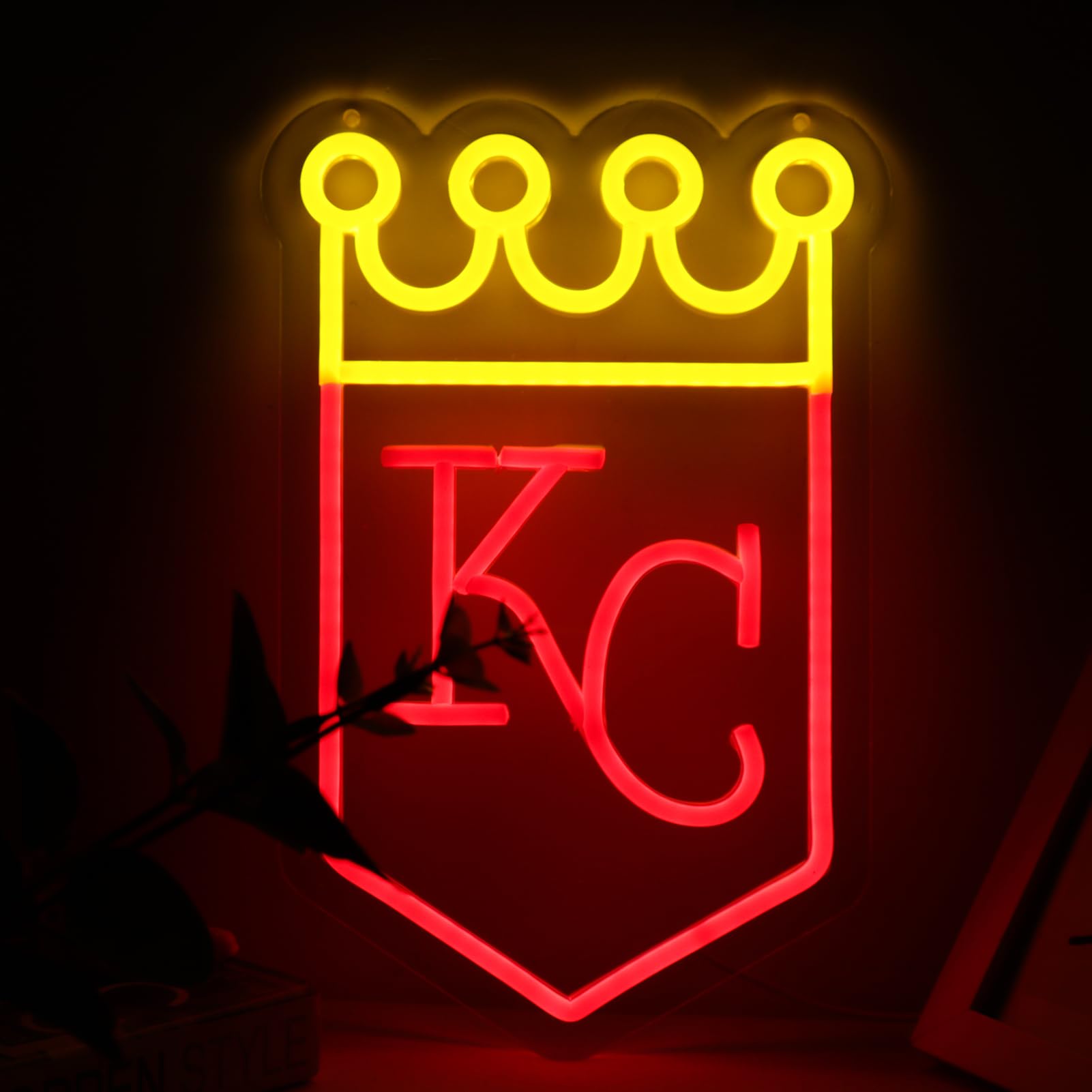 Balanar Neon Sign - Kansas Baseball Logo, Acrylic Wall Art, 13.78 x 9.21 inches, Red, Man Cave Decor