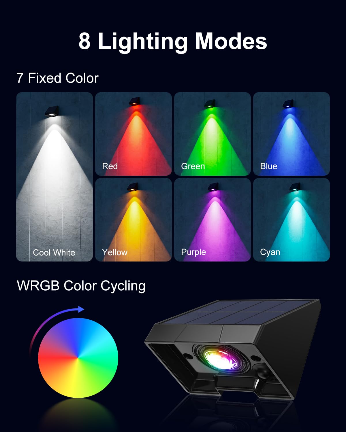 GVSHINE 12 Pack Color Changing Solar Powered Fence Lights - Waterproof LED Sconce for Outdoor Use, Black Shell, Easy Installation