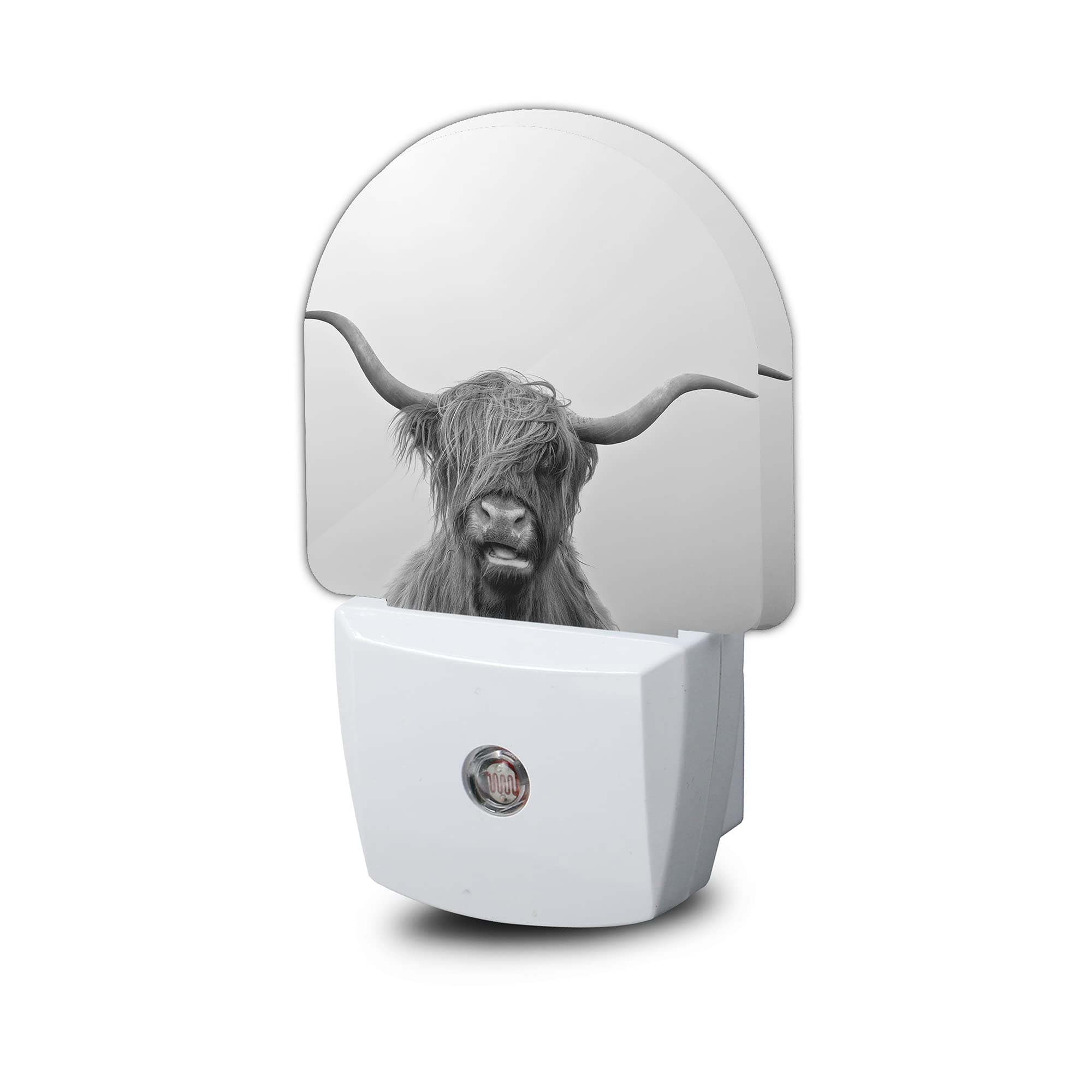 AOWULA Highland Cow Night Light,Cows Night Lights Plug into Wall for Boys Girls Bedroom Decorative Half Round Nightlight Led Lam