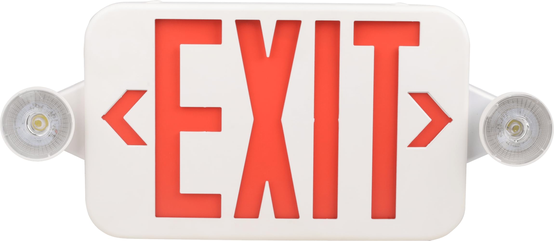 Ciata Lighting All LED Decorative Red Exit Sign & Emergency Light Combo with Battery Backup
