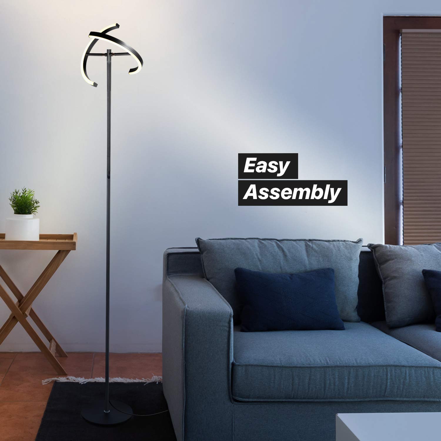 Brightech Halo Split Modern Bright Led Torchiere Floor Lamp For Offices - Dimmable, Tall Standing Lamp For Living Room Or Bedroo