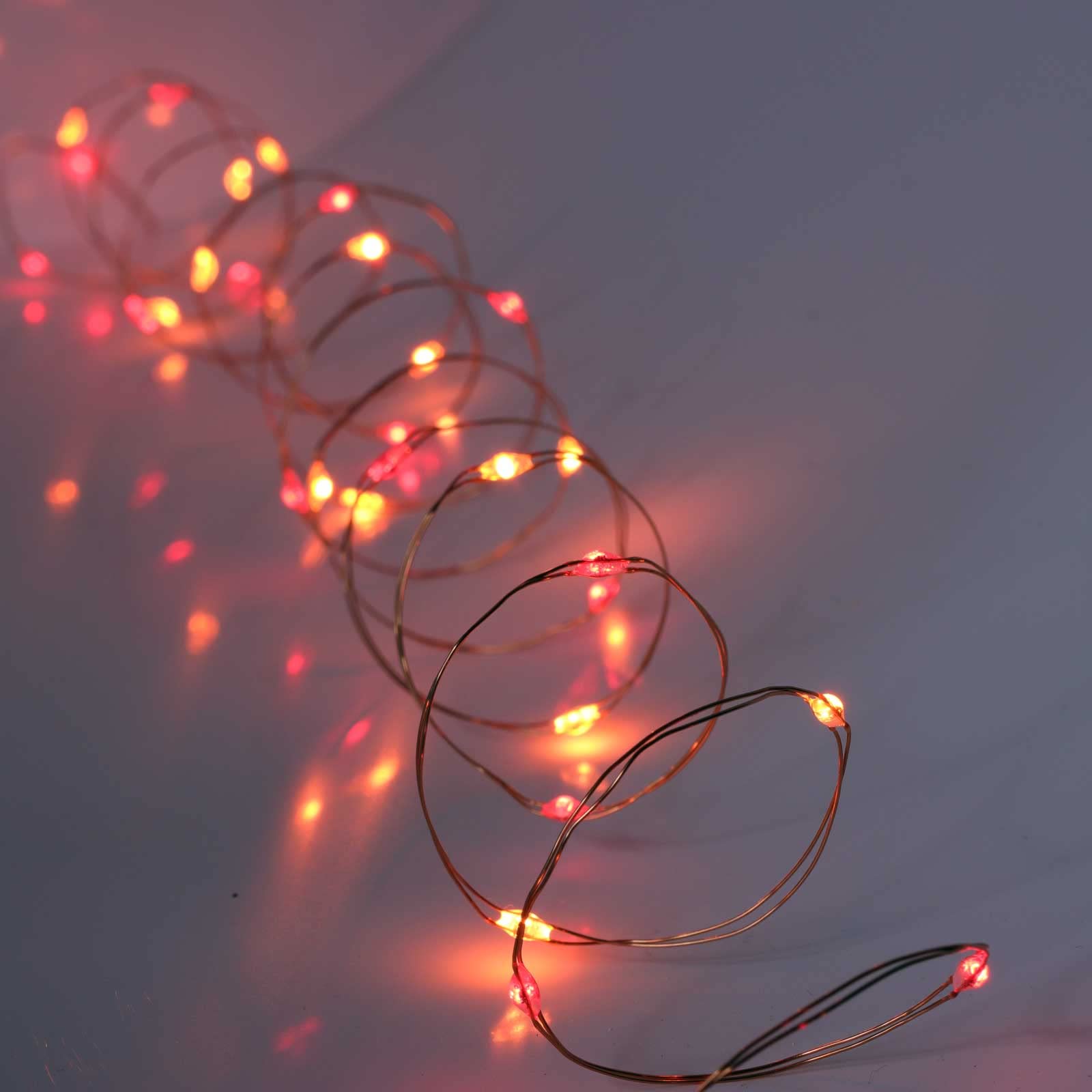 Qbis Battery Powered Fairy Lights For Bedroom, 40 Led Lights, Battery Operated String Lights For Christmas, Halloween Decorations, 6Hr Timer Mode, Red, Orange Fairy Lights