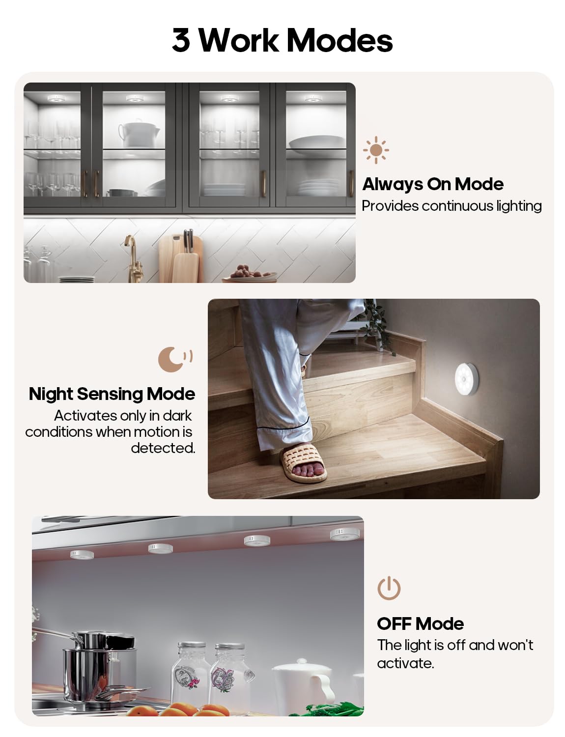 Goodea Led Under Cabinet Lights, Motion Sensor Rechargeable Light, 1000Mah Puck Lights With Ir Remote, Under Counter Lights For