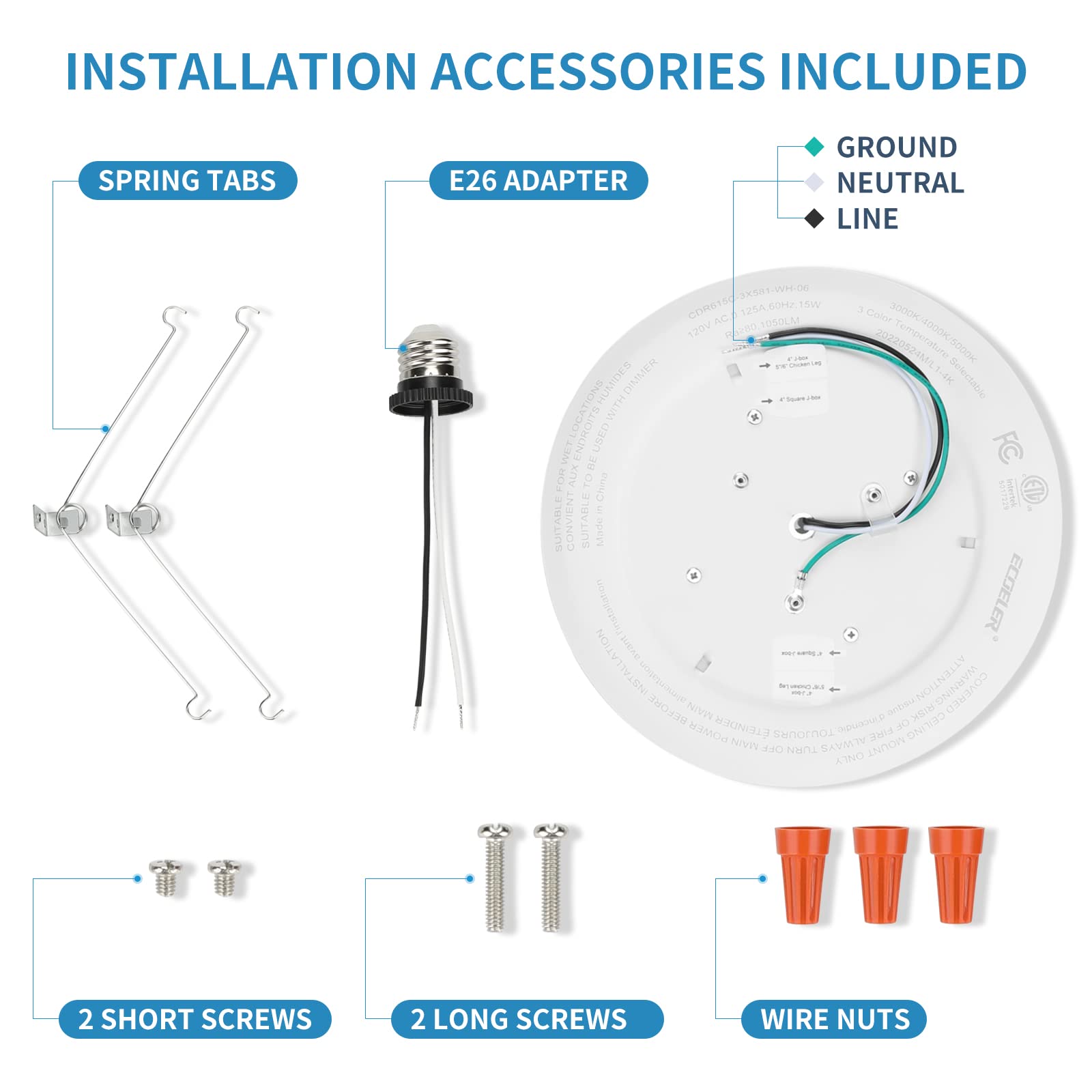 Ecoeler 6In Led Disk Ceiling Light, 16.5W Dimmable Flush Mount Recessed Retrofit Lights, 6500K Clear White 1000Lm, Etl Listed, I