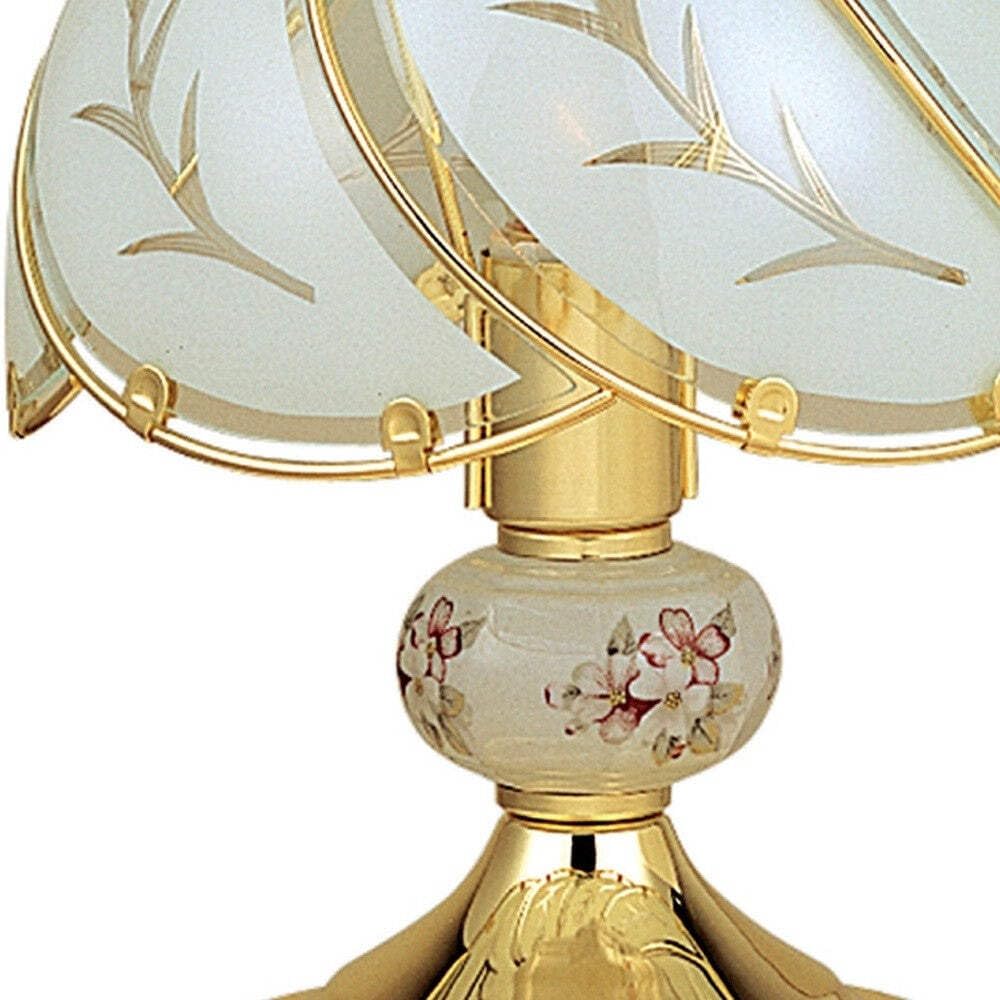 14 Stylish White And Gold Floral Glass Table Lamp