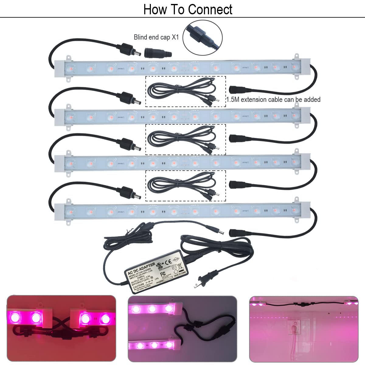 Litever Grow Light Strip Kit 45W - 4x16" LED Strips, Aluminum, Small, Ideal for Indoor Growing, Greenhouse & Grow Shelf