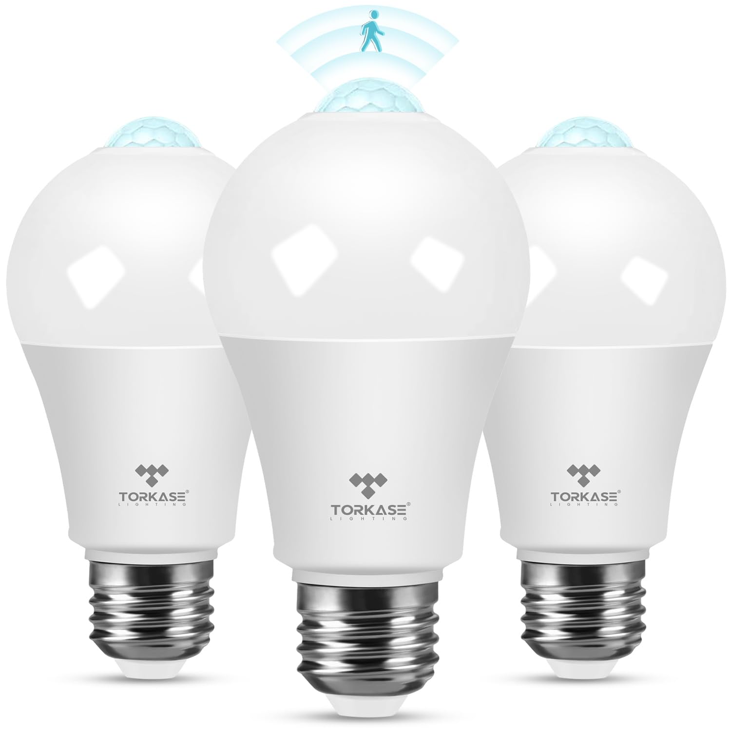 Torkase Motion Sensor Light Bulbs, 13W (100W Equivalent), 5000K Daylight, 3 Pack