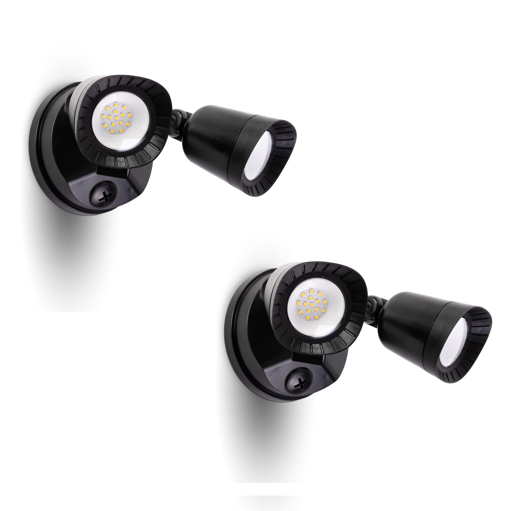 Luxfly 2 Pack Led Flood Lights Outdoor, 16W 1900Lm 5000K Daylight, Ip65 Waterproof Security Lights With 2 Adjustable Heads, Exterior Wall Light For Patio, Garage, Yard-Black