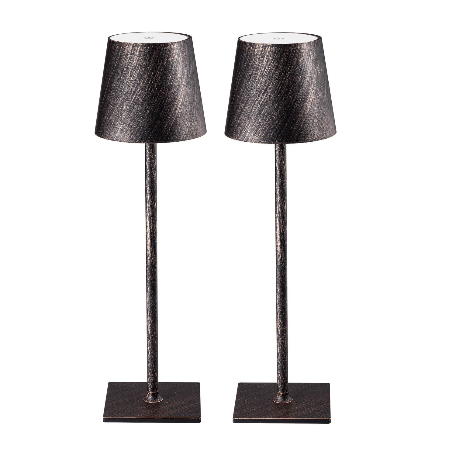 CHLORANTHUS Cordless Table Lamps, 2 Pack, Stepless Dimming, 5000mAh Battery, Metal, Antique Copper