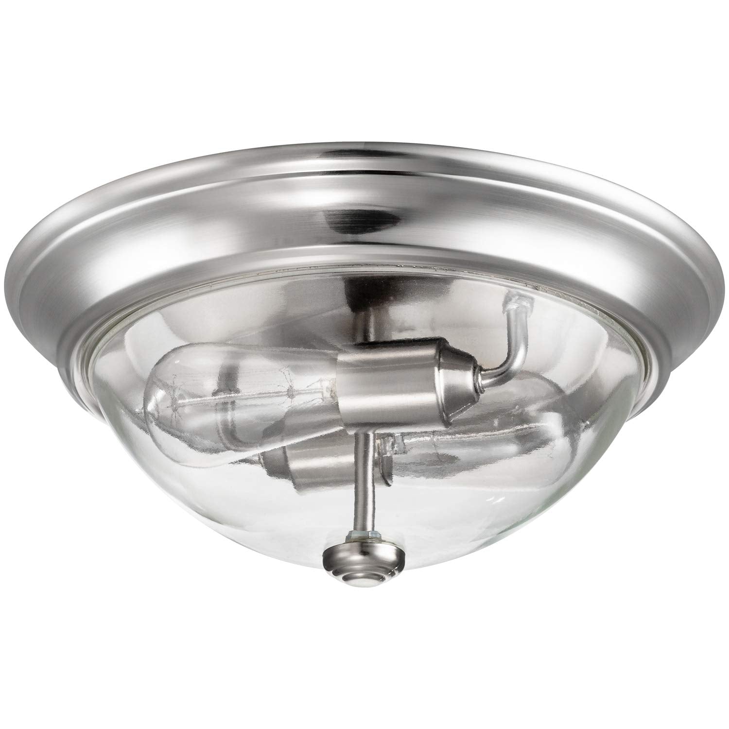 Prominence Home Madalyn 13&quot; Brushed Nickel Flush Mount Clear Glass Bowl Light Fixture