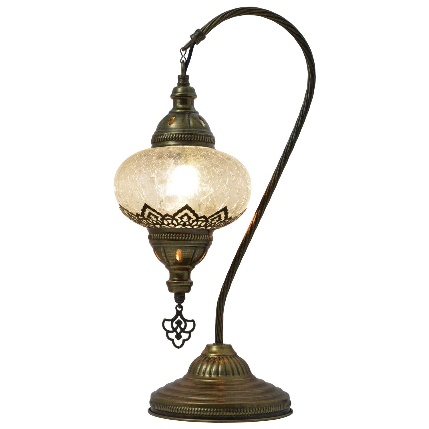 Mozaist Turkish Table Lamp, Swan Neck Mosaic Design, Tiffany Style, E12 Socket, US Plug, Color A35