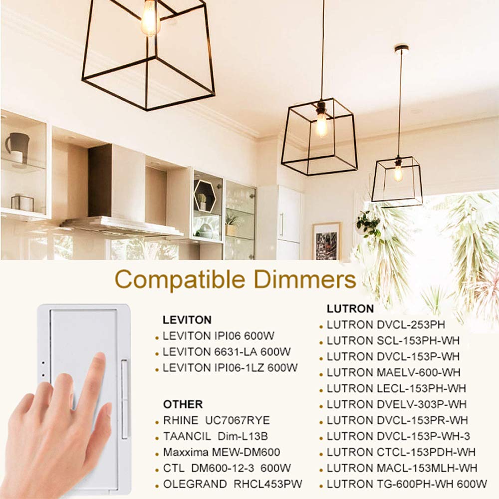 Leools LED Edison Bulb 15W Dimmable, 2500K Warm White, 1300LM, E26 Base, Pack of 4