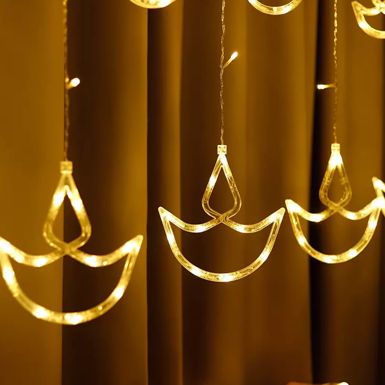 Kuber Industries Diya Shape String Lights|6 Big and 6 Small Window Decoration Lights|String Fairy Lights for Christmas,New Year,