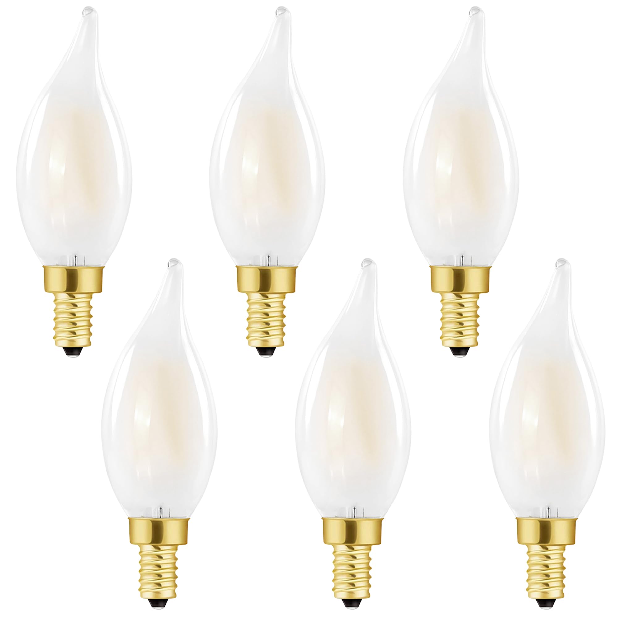 Homosum Led Frosted Candelabra Light Bulbs, 6W, Equivalent 60W, Soft White 3000K,E12 Candle Base,Dimmable For Dining Room,Light 