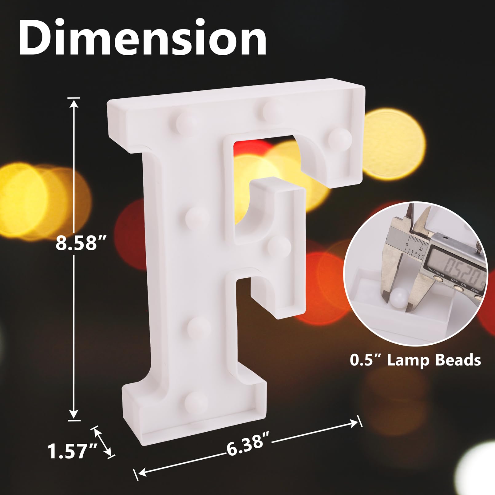 Tronsboo Led Marquee Sign Light Up Letters, Alphabet Light Up Letters Sign, Battery Powered Led Letter Lights For Night Light, Wedding, Birthday, Party, Christmas Or Home Decor (Letter F)