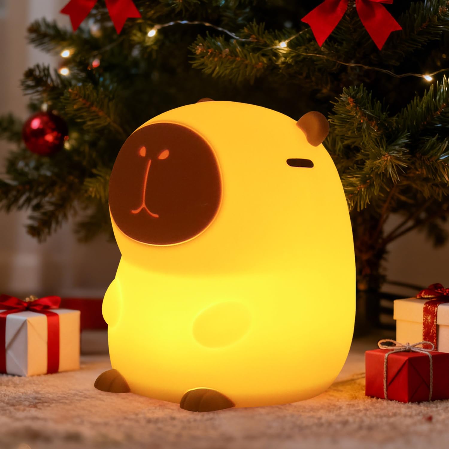 Rytinazzz Capybara Night Light for Kids, Squishy Lamp, 1200mAh Long-Lasting Battery, Rechargeable Touch Control, Dimmable with 3