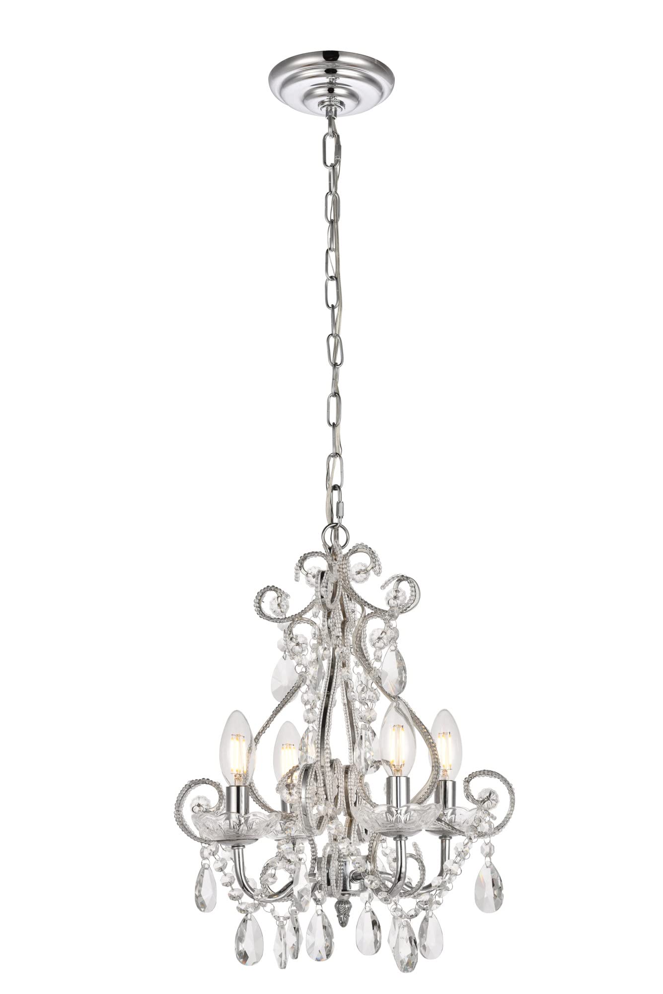 Elegant Lighting Living District Kato Collection Pendant D12.6 H16.3 Lt:4 Polished Black Finish